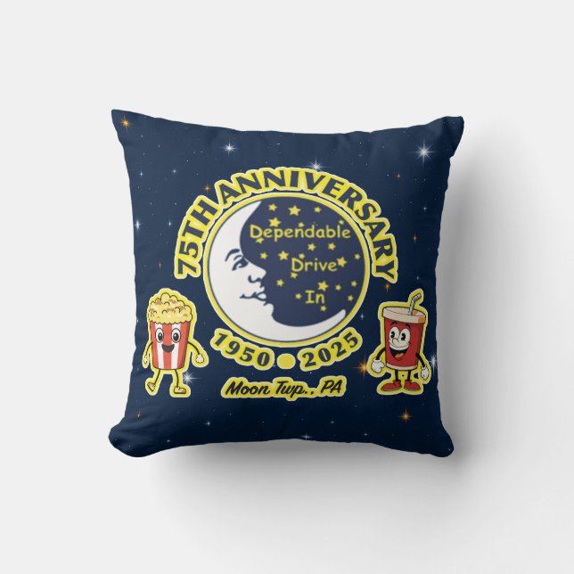 Dependable Drive In 75th Anniversary Throw Pillow Kissen (Vorderseite)