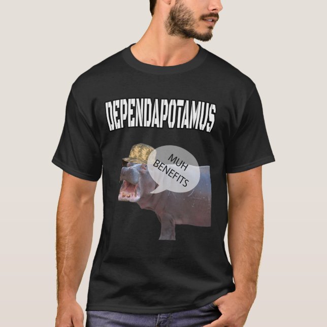 Dependapotamus Dependa Funny unpassend Militar T-Shirt (Vorderseite)