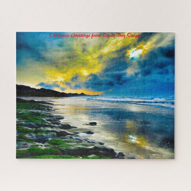 Depoe Bay Oregon. Weihnachtsgrüße Puzzle (Horizontal)