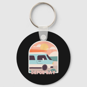 Depoe Y Beach Retro Pastellfarben Sonne und Surfen Schlüsselanhänger