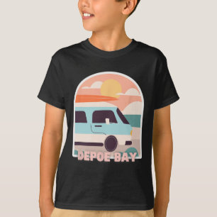 Depoe Y Beach Retro Pastellfarben Sonne und Surfen T-Shirt