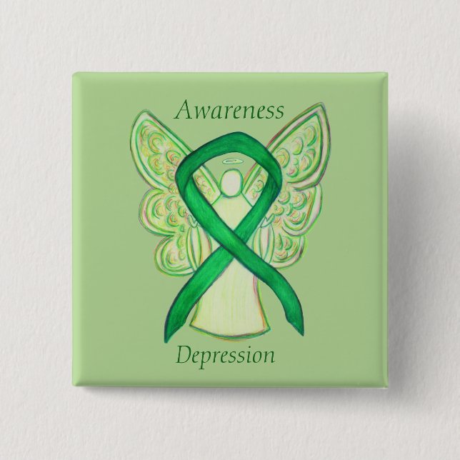 Depression Awareness Angel Ribbon Button (Vorderseite)
