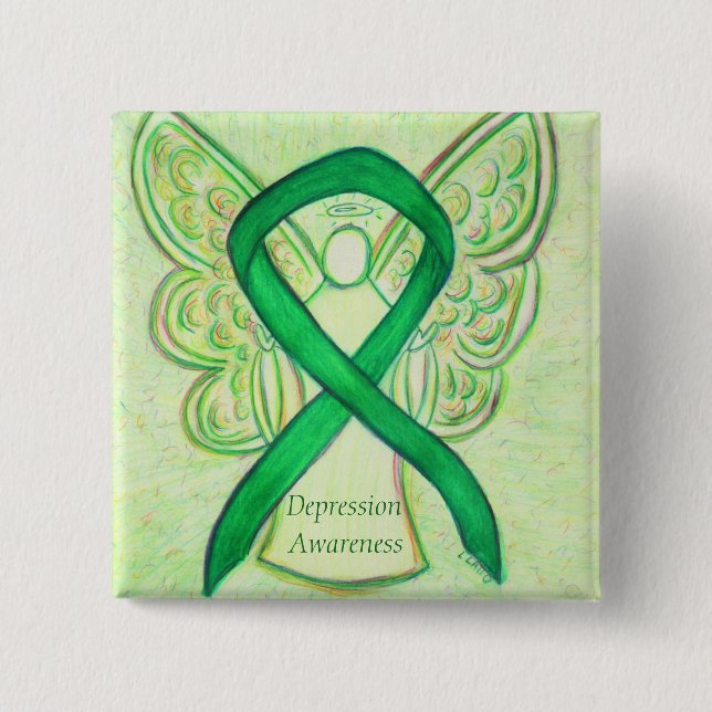 Depression Awareness Angel Ribbon Button (Vorderseite)