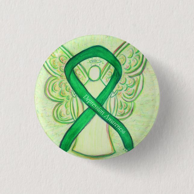 Depression Awareness Angel Ribbon Button (Vorderseite)