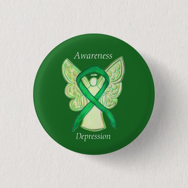 Depression Awareness Angel Ribbon Button (Vorderseite)