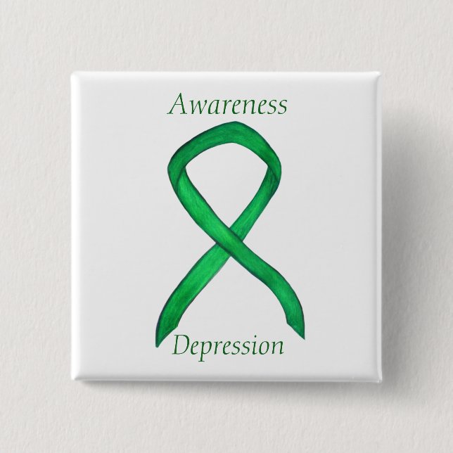 Depression Awareness Custom Green Ribbon Button (Vorderseite)