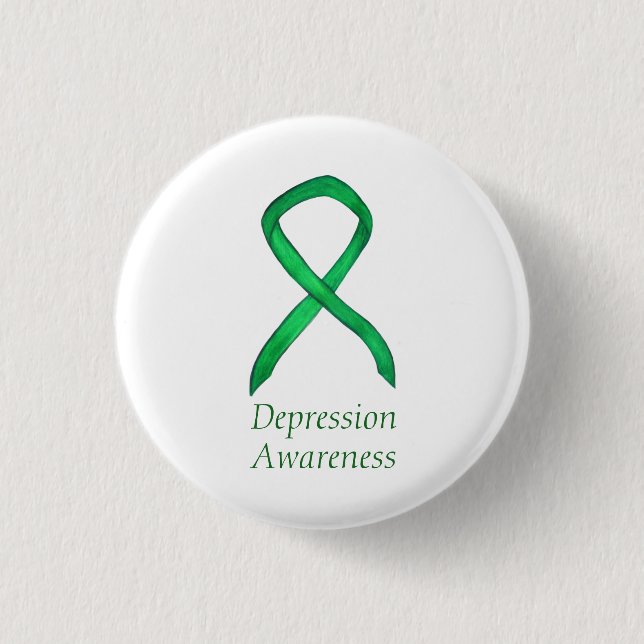 Depression Awareness Custom Green Ribbon Button (Vorderseite)