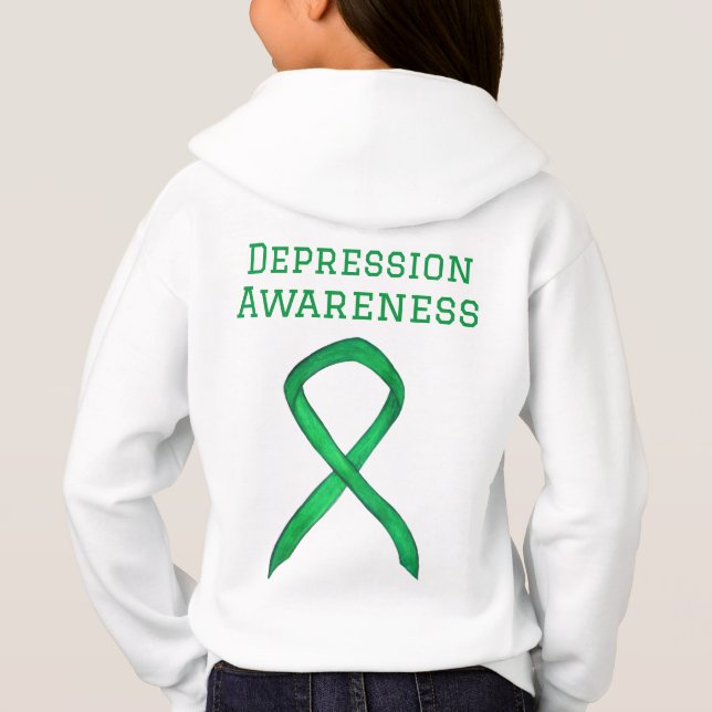 Depression Awareness Green Ribbon Art Sweatshirt (Rückseite)