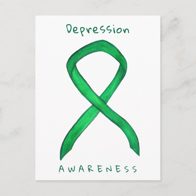 Depression Awareness Green Ribbon Custom Postcards Postkarte (Vorderseite)