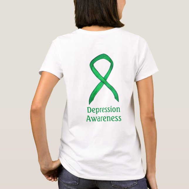 Depression Awareness Ribbon Green Art Custom Shirt (Rückseite)