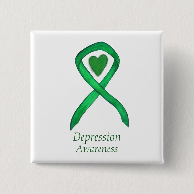 Depression Awareness Ribbon Heart Button Button (Vorderseite)