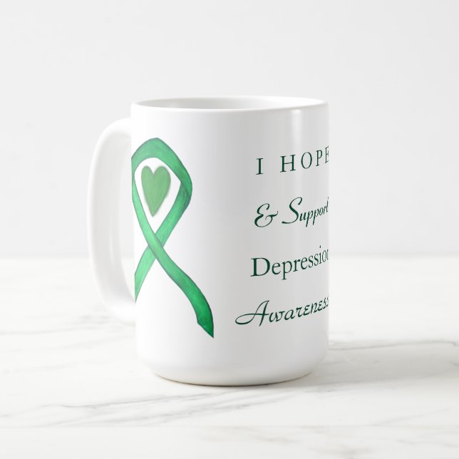 Depression Awareness Ribbon Herz Kaffee Cup Tasse (Vorderseite Links)
