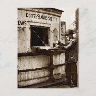 Depression Era One Penny Coffee Stand Postkarte