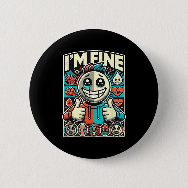 Depression Ich bin okay Hilfe Psychische Gesundhei Button (Vorderseite)