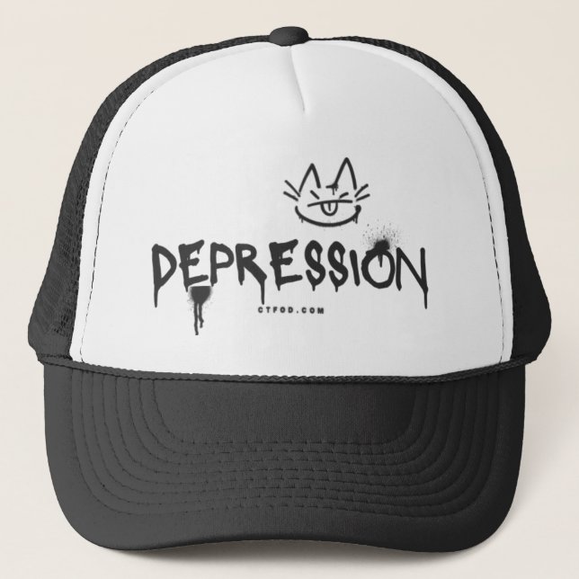 Depression Spray Paint Hat Truckerkappe (Vorderseite)