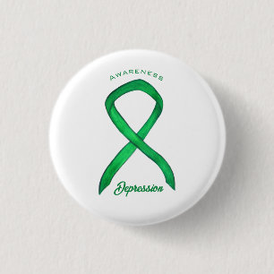 Depressions-Bewusstseins-Schleife Grün Kunst Pin B Button