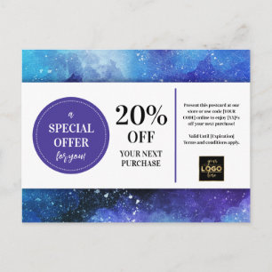 Depressive Blue Lila Watercolor Coupon Discount Postkarte