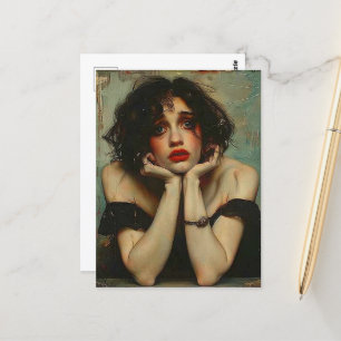 Depressive Frau Postkarte