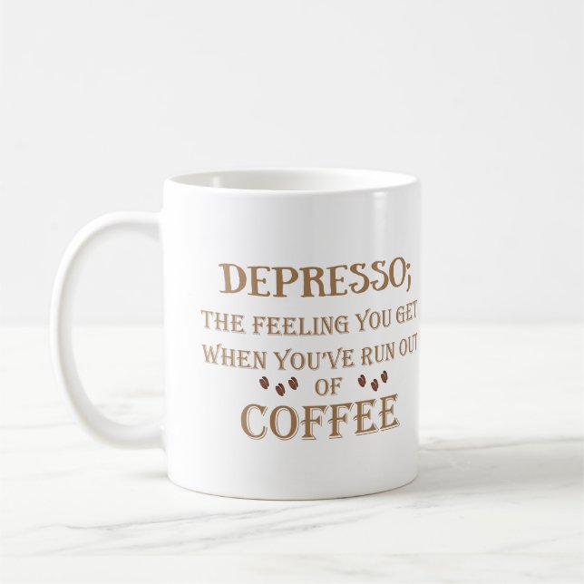 Depresso lustige Kaffeekonzerne Kaffeetasse (Links)