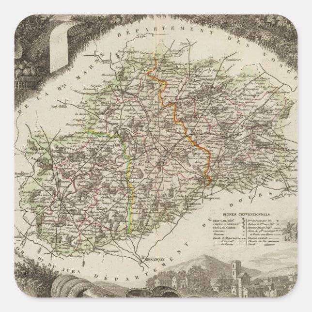 Dept. De La Hte Saone Quadratischer Aufkleber (Vorderseite)