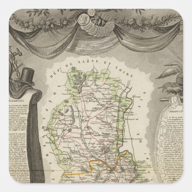 Dept Du Rhone Quadratischer Aufkleber (Vorderseite)