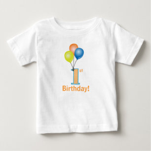 Der 1. Geburtstag des farbiges Ballon-Kindes Baby T-shirt