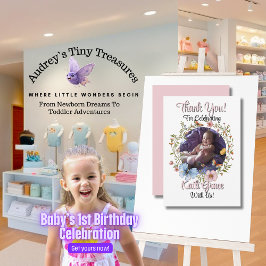 Der 1. Geburtstagsschmetterling des Mädchens Dankeskarte