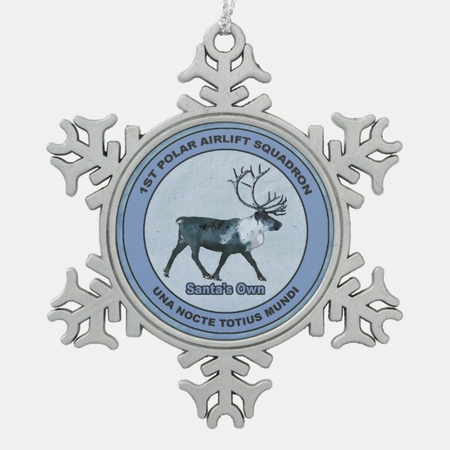 Der 1. Polar Airlift-Sqdn des Weihnachtsmanns - ge Schneeflocken Zinn-Ornament (Vorderseite)