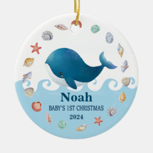 Der 1. Weihnachtswal des Babys Personalisiert Keramik Ornament