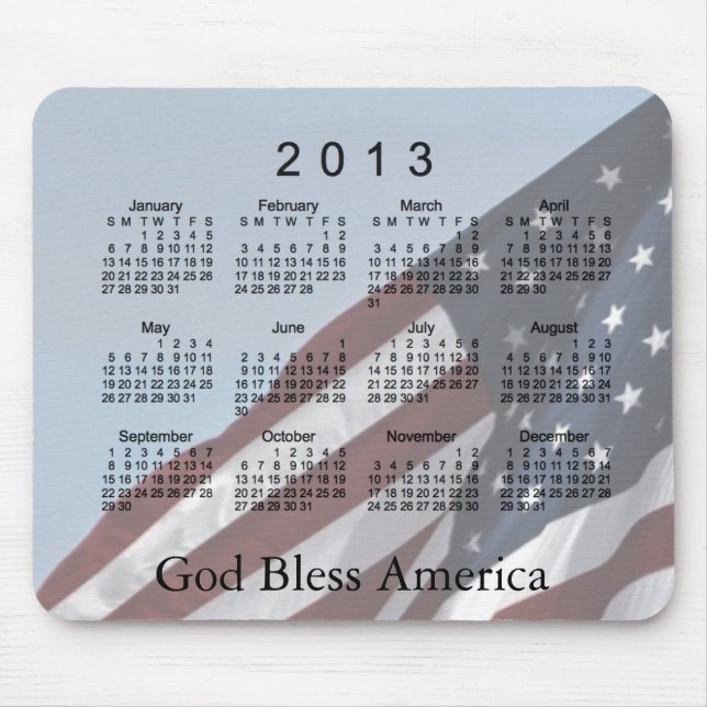 Der 2013 Kalender-Gott segnen Amerika Mousepad (Vorne)