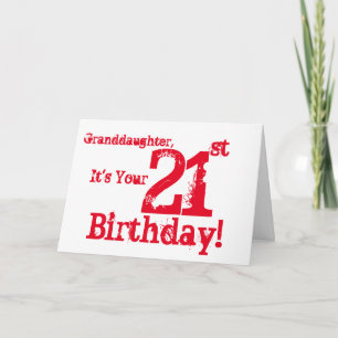 Der 21. Geburtstag der Enkelin in Rotem und in Karte