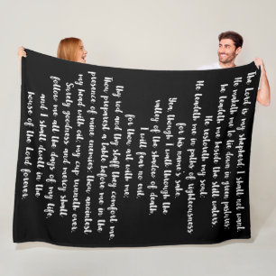 Der 23. Psalm Schwarz mit weißer modischer Typogra Fleecedecke
