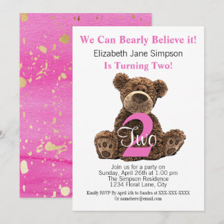 Der 2. Geburtstagsbär des modernen Kindes Niedlich Einladung