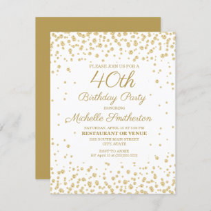 Der 40. Geburtstag von White Gold Diamond Glitzer Karte