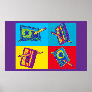 Der 60er der vier Kassetten trifft auf 80er Pop Ar Poster