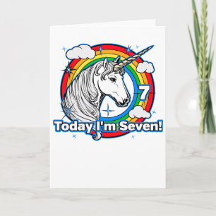 Der 7. Geburtstag des Kindes Einhorn Regenbogen He Karte