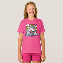 Der 7. Geburtstag des Kindes Einhorn Regenbogen He T-Shirt