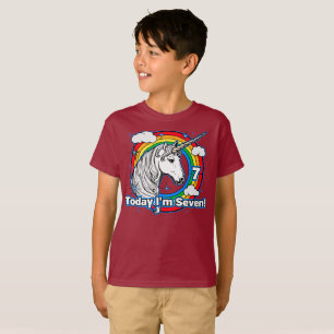 Der 7. Geburtstag des Kindes Einhorn Regenbogen He T-Shirt