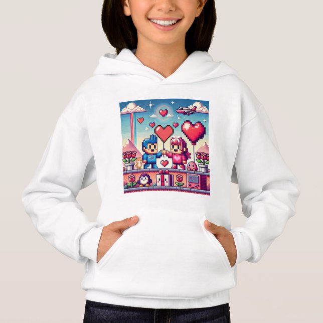 Der 8-Bit-Valentinstag Hoodie (Vorderseite)