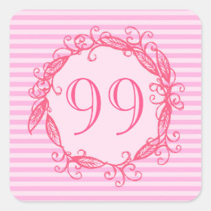 Der 99. Geburtstags-schönes rosa Wirbles der Quadratischer Aufkleber