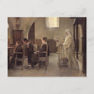 Der Abend der Ersten Kommunion, vor 1890 Postkarte