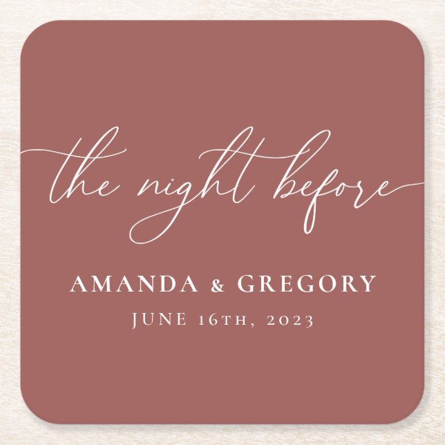 Der Abend vor der Hochzeit Probe Empfang Rechteckiger Pappuntersetzer (Vorderseite)