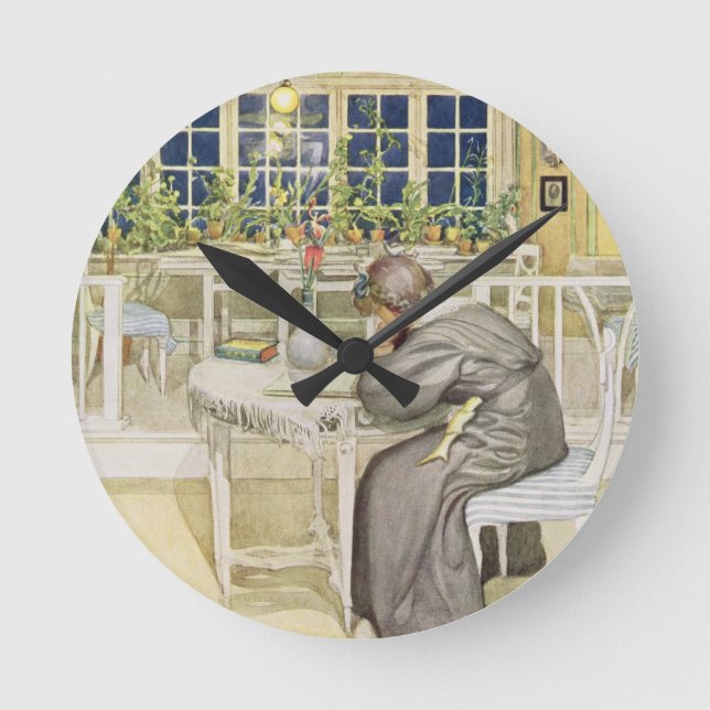 Der Abend vor der Reise nach England - Studie Runde Wanduhr (Vorderseite)