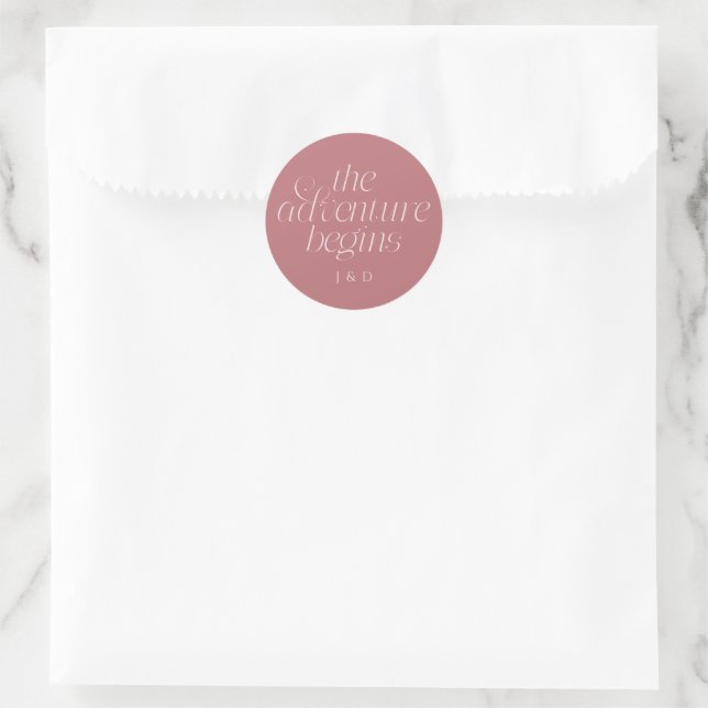Der Abenteuer Beginnt Hochzeit Rosa Runder Aufkleber (Tasche)