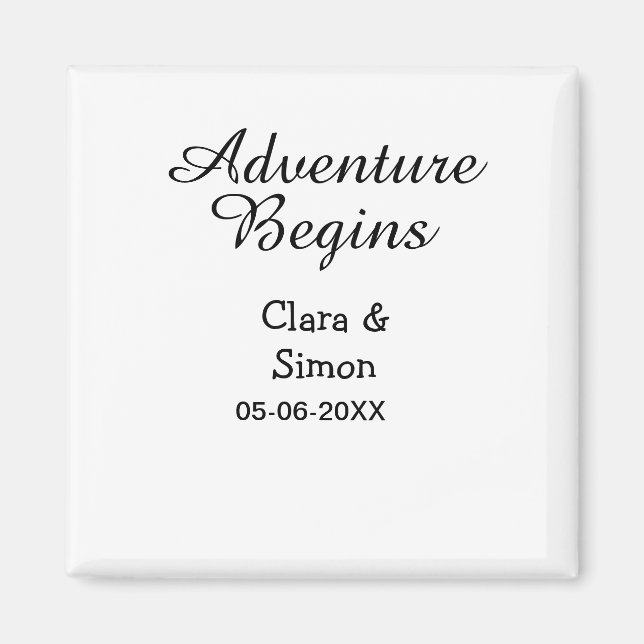Der Abenteuer beginnt Hochzeitspaar Name Datum ein Magnet (Vorne)
