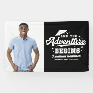 Der Abenteuer beginnt Schwarze Graduiertenparty-Fo Banner