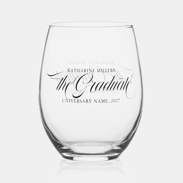 Der Absolvent Schriftart Personalized  Weinglas Ohne Stiel (Vorderseite)