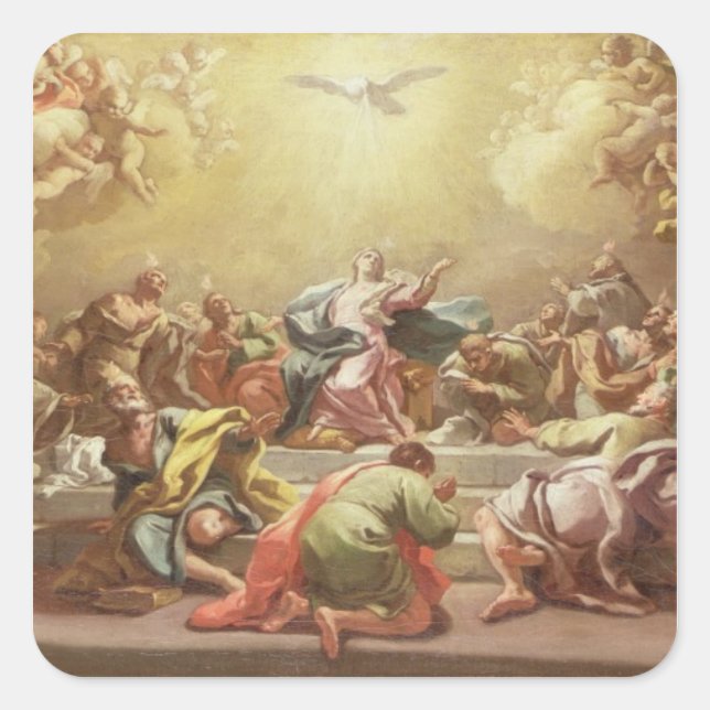 Der Abstieg des Heiligen Geistes Quadratischer Aufkleber (Vorderseite)