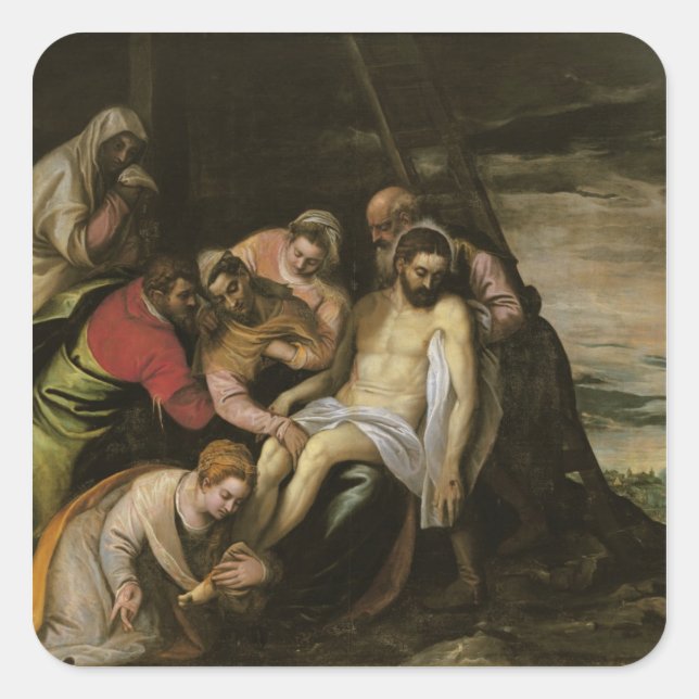 Der Abstieg vom Kreuz Quadratischer Aufkleber (Vorderseite)