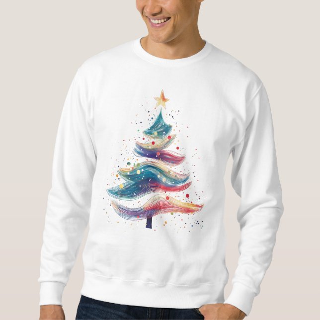 Der Abstrakte Wave Holiday mit dem Weihnachtsbaum Sweatshirt (Vorderseite)